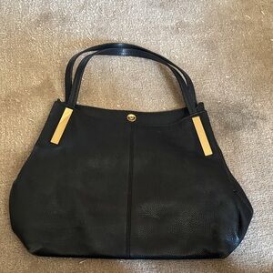 Elegant Black leather Bag with Gold Accent Vince Camuto Teri